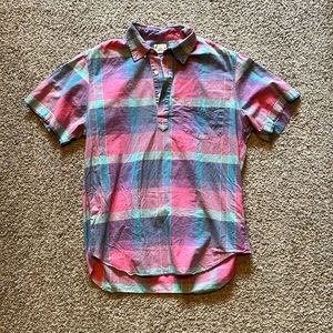 J crew short sleeve plaid casual shirt with front pocket